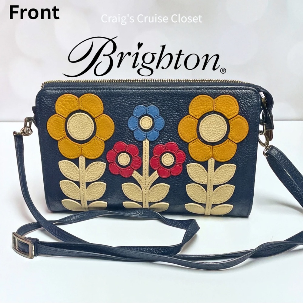 Brighton Women's Floral Crossbody Bag - Navy, Yellow, Red